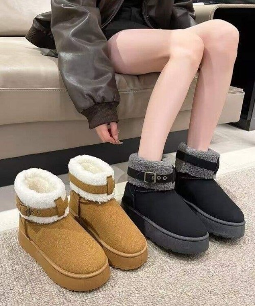 lilful ブーツ 「25年秋冬新作」ふわふわボア 厚底ベルトムートン