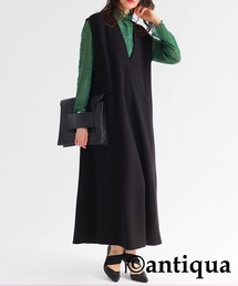 「antiqua」 「pattern torso」ノースリーブワンピース R ブラック レディースの画像7