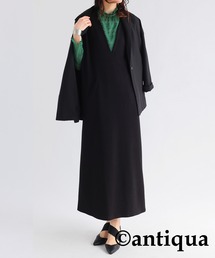 「antiqua」 「pattern torso」ノースリーブワンピース R ブラック レディースの画像8