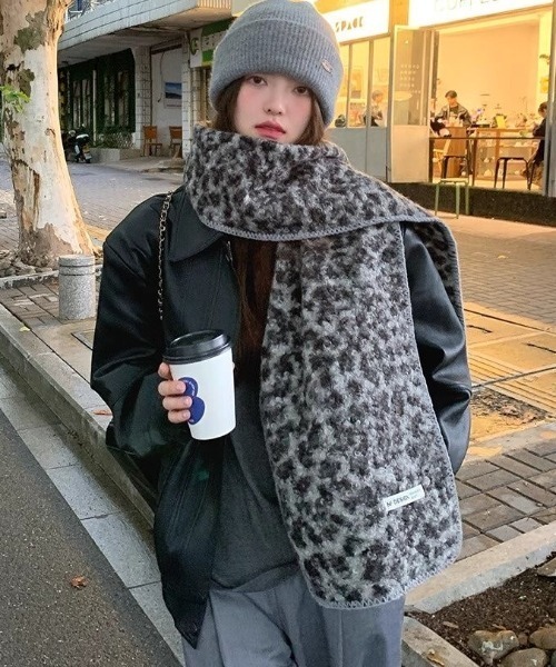 Acne Studios レオパード柄 マフラー Acne Studios - モヘアチェックスカーフ - チェスナットブラウン