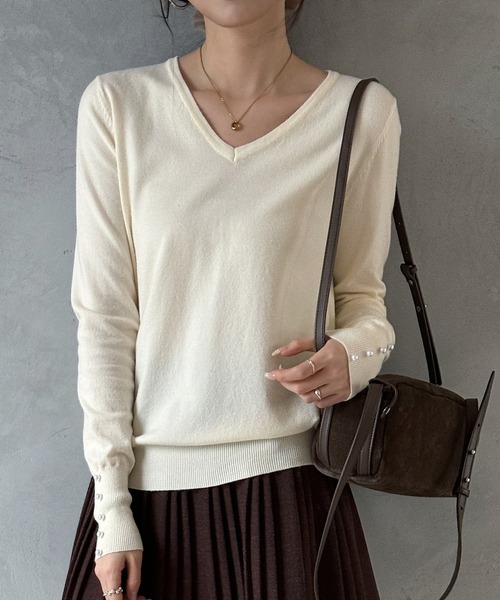 SAISON DE PAPILLON（セゾンドパピヨン） ニット セーター パール