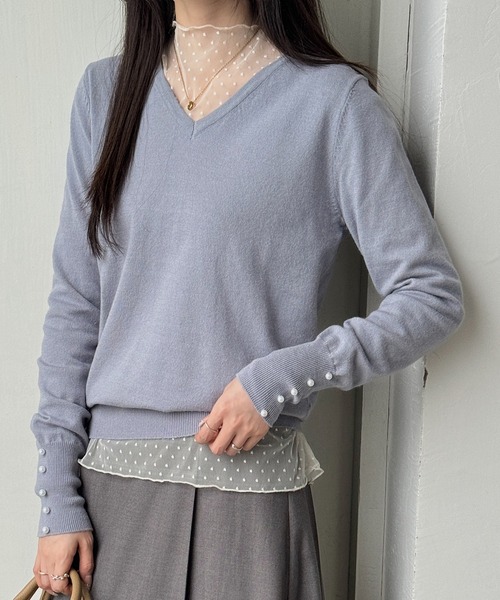 SAISON DE PAPILLON（セゾンドパピヨン） ニット セーター パール