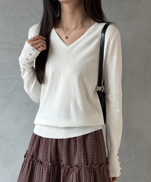 SAISON DE PAPILLON（セゾンドパピヨン） ニット セーター パール