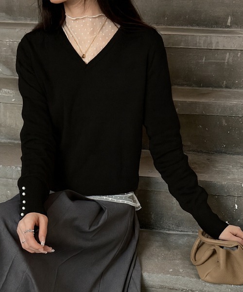 SAISON DE PAPILLON（セゾンドパピヨン） ニット セーター パール