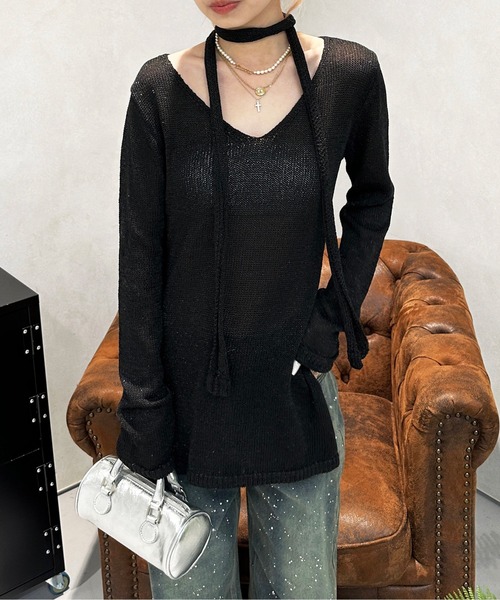 「sedacle girl」 長袖ニット FREE ブラック レディース_画像2