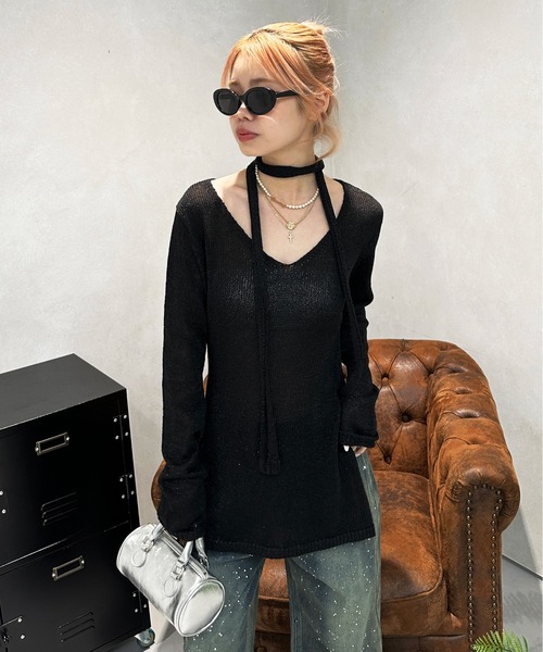 「sedacle girl」 長袖ニット FREE ブラック レディース_画像3