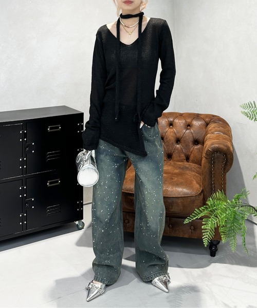 「sedacle girl」 長袖ニット FREE ブラック レディース_画像5