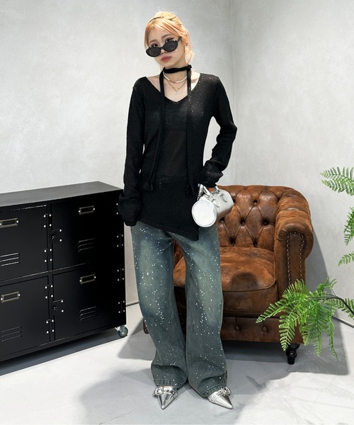 「sedacle girl」 長袖ニット FREE ブラック レディース_画像6