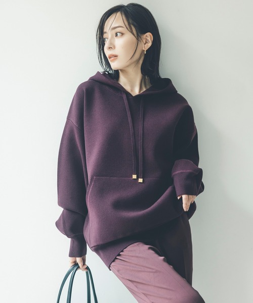 「anuans」 プルオーバーパーカー FREE ネイビー レディース_画像4