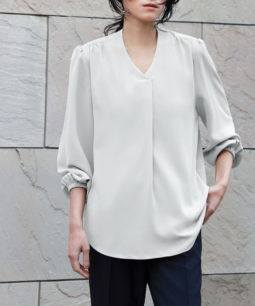 「Flolia」 長袖ブラウス M グレー レディース_画像4