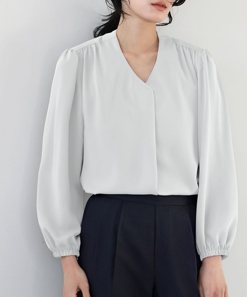 「Flolia」 長袖ブラウス M グレー レディース_画像6