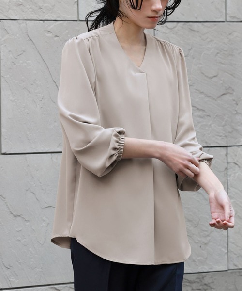 「Flolia」 長袖ブラウス M グレー レディース_画像8