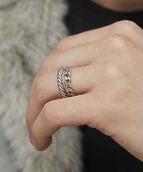 VIBGYOR 指輪 リング 「IZU」 ツイスト＆チェーン 2連風シルバーリング