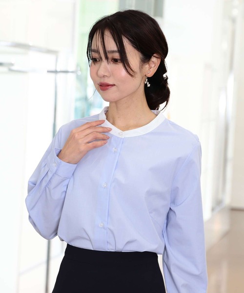 「fleur by mint breeze」 長袖ブラウス L ネイビー レディース_画像3