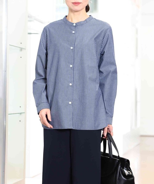 「fleur by mint breeze」 長袖ブラウス L ネイビー レディース_画像8