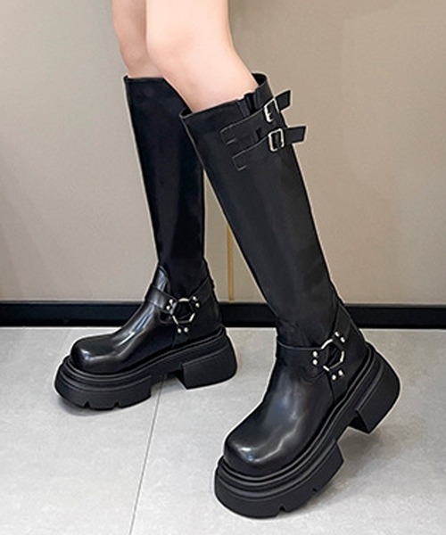 HALEY PESCA ブーツ HALEY PESCA/ベルテッド厚底ロングブーツ