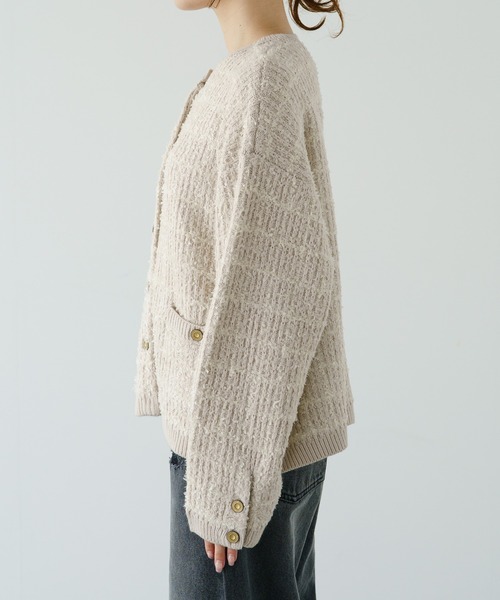 「PUAL CE CIN」 ニットカーディガン FREE アイボリー レディース_画像4