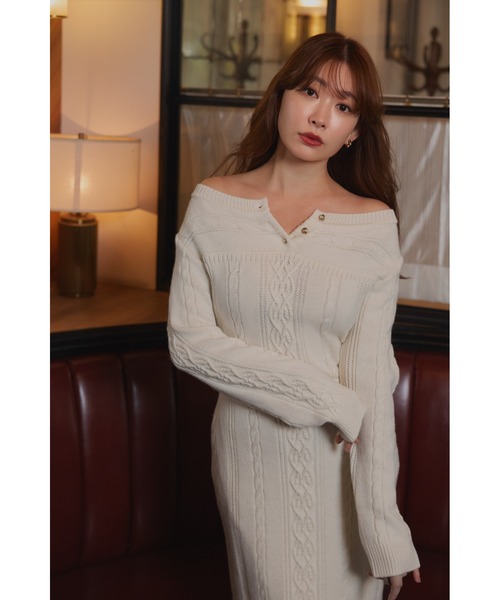 「Her lip to」 ニットワンピース S アイボリー レディース_画像2