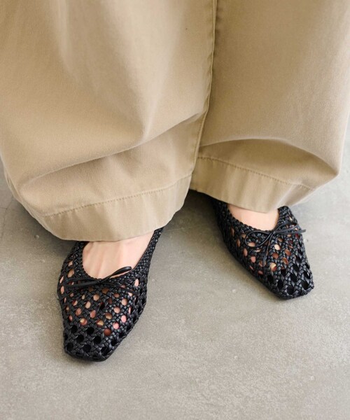 新品未使用】ルタロン LE TALON スクエアバレエパンプス 24cm 黒 ほぼ