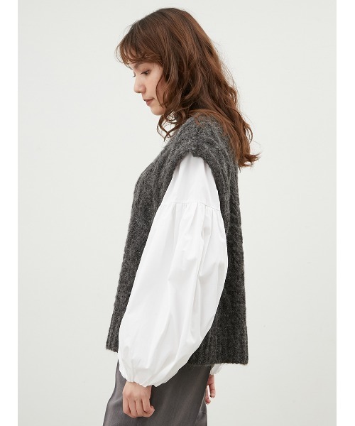 「Mila Owen」 ニットベスト 0 ホワイト レディース_画像3