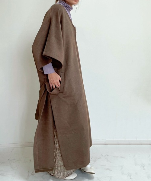 「CORNERS」 ノーカラーコート L ブラウン レディース_画像7