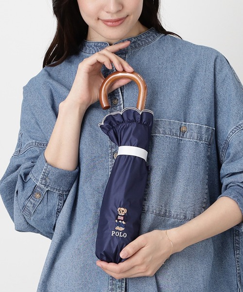 新品★ポロラルフローレン　晴雨兼用　婦人2段折り畳み傘 日傘 ポロ ラルフ ローレン POLO RALPH LAUREN 【WEB限定 カラビナ付 自動