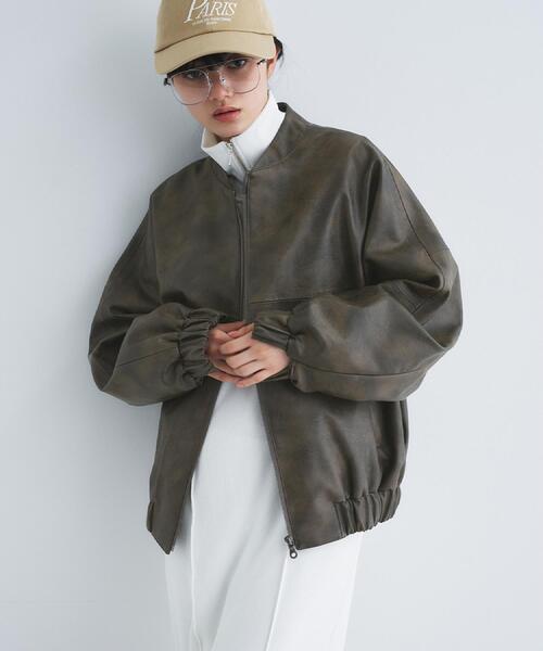 ブルゾン アウター 「Re」grain zip over blouson レディースの画像