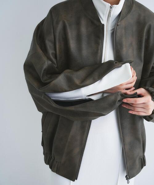 ブルゾン アウター 「Re」grain zip over blouson レディースの画像