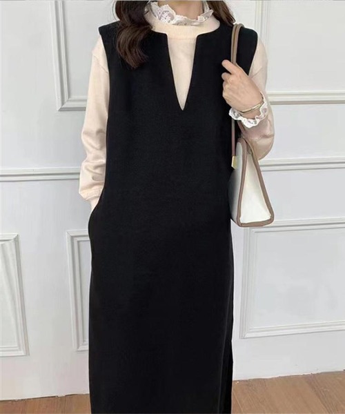 「SETUP7」 「maison breeze」サロペットスカート L ダークブラウン レディース_画像5