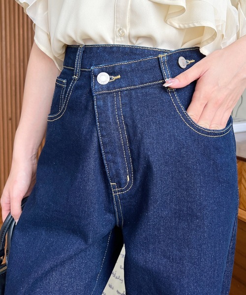 「moment+」 デニムパンツ M インディゴブルー レディース_画像5