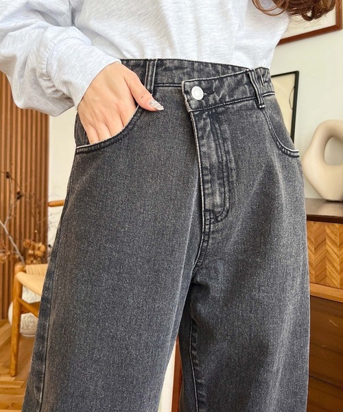 「moment+」 デニムパンツ M インディゴブルー レディース_画像7