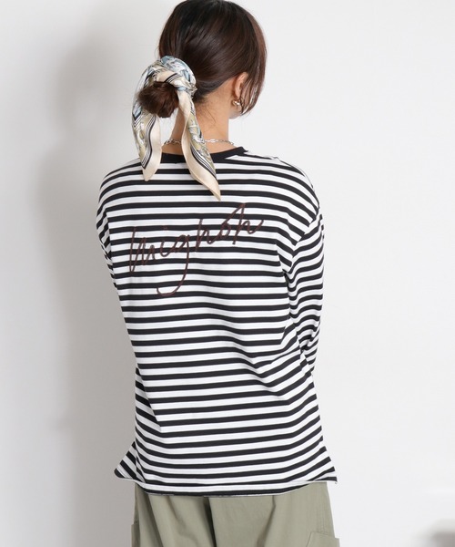 cepo（セポ） tシャツ エンブロイダリー刺繍ロゴボーダーロング