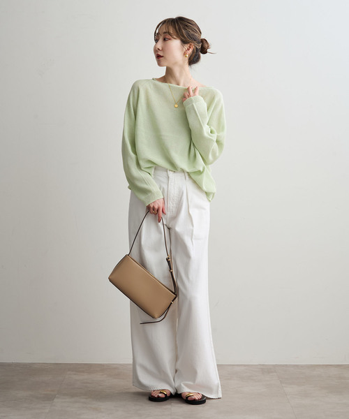 NOBLE ペーパーヤーンプルオーバー グレー ゆったり 透け感 美品 NOBLE（ノーブル） ニット セーター 「追加・新色」「洗える」ペーパー