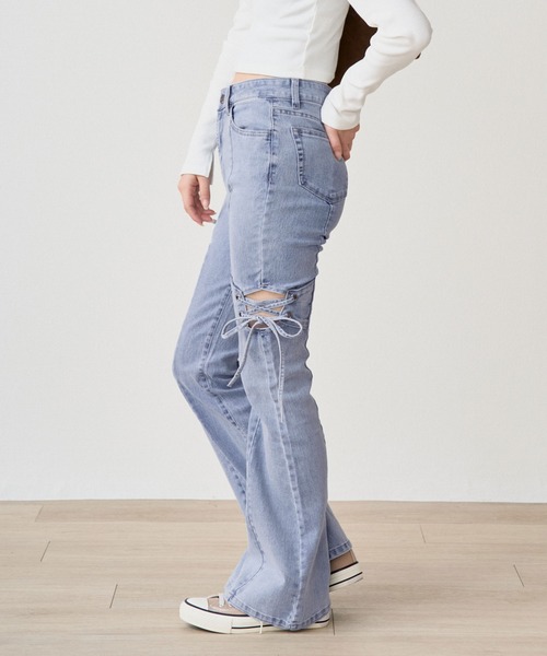 WORKS ジーンズ デニム デニムパンツ ストレッチデニム サイドタブ付