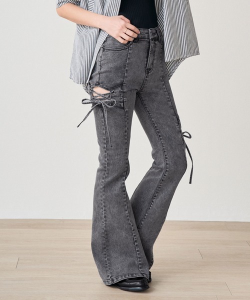 WORKS ジーンズ デニム デニムパンツ ストレッチデニム サイドタブ付