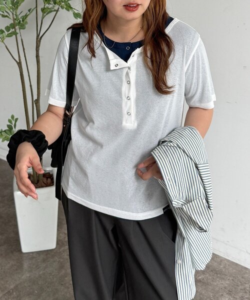 CPCM（シーピーシーエム） ヘンリーネック tシャツ シアーヘンリー 