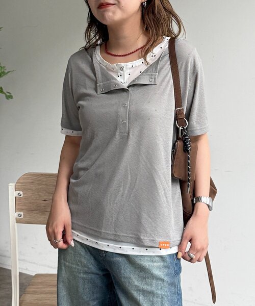 CPCM（シーピーシーエム） ヘンリーネック tシャツ シアーヘンリー 
