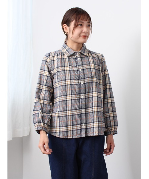 「MB mint breeze」 長袖ネルシャツ 5L ブラウン レディース_画像3