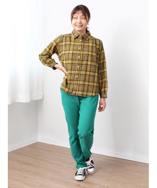「MB mint breeze」 長袖ネルシャツ 5L ブラウン レディース_画像4