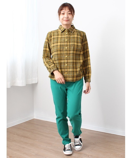 「MB mint breeze」 長袖ネルシャツ 5L ブラウン レディース_画像5