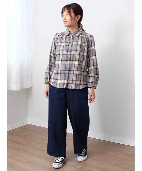 「MB mint breeze」 長袖ネルシャツ 5L ブラウン レディース_画像8