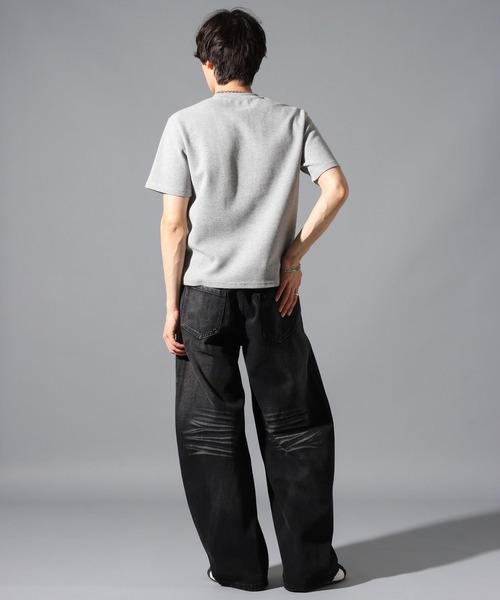 VALLAD STUDIO ヘンリーネック ブラック M LAND MUSEUM ヘンリーネック tシャツ LAND MUSEUM／ゴシックロゴ
