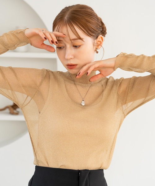 「hinari」 長袖カットソー FREE ベージュ レディース_画像9