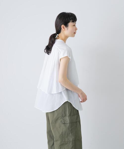 かぐれ ブラウス シャツ ワイドギャザーダブルブラウス レディース