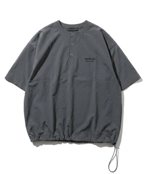 ヘンリーネック tシャツ 2026SS Mark Gonzale/マークゴンザレス オーバーサイズ ワンポイントロゴ刺繍 ドローコード付 ヘンリーネックTシャツ | Mark Gonzales | 03