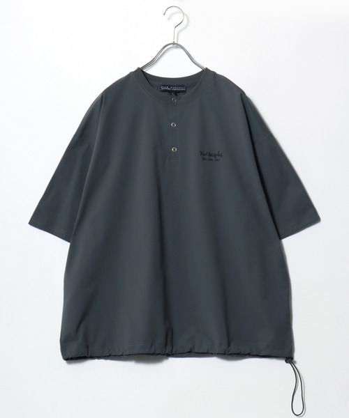 ヘンリーネック tシャツ 2026SS Mark Gonzale/マークゴンザレス オーバーサイズ ワンポイントロゴ刺繍 ドローコード付 ヘンリーネックTシャツ | Mark Gonzales | 07