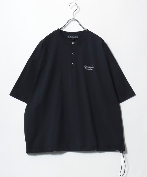 ヘンリーネック tシャツ 2026SS Mark Gonzale/マークゴンザレス オーバーサイズ ワンポイントロゴ刺繍 ドローコード付 ヘンリーネックTシャツ | Mark Gonzales | 09