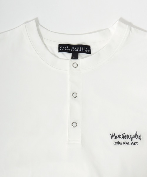 ヘンリーネック tシャツ 2026SS Mark Gonzale/マークゴンザレス オーバーサイズ ワンポイントロゴ刺繍 ドローコード付 ヘンリーネックTシャツ | Mark Gonzales | 11
