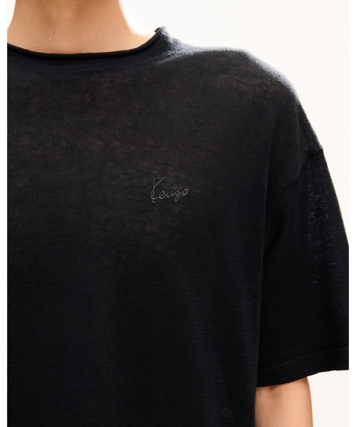 'KENZO Signature' エンブロイダリー ライト Tシャツ イン リネン コットン メンズの画像