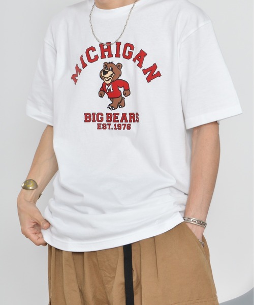 ミンティー様 トップス Fオフ白 MODISH GAZE（モディッシュガゼ） tシャツ MICHIGANクマプリントT